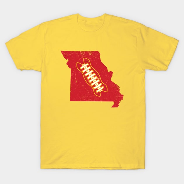 KC Missouri Retro Football - Yellow T-Shirt by KFig21